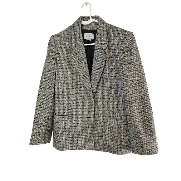 Vintage J. Gallery Women's Blazer Tweed Black White Front Pockets Size 12 - Picture 1 of 8